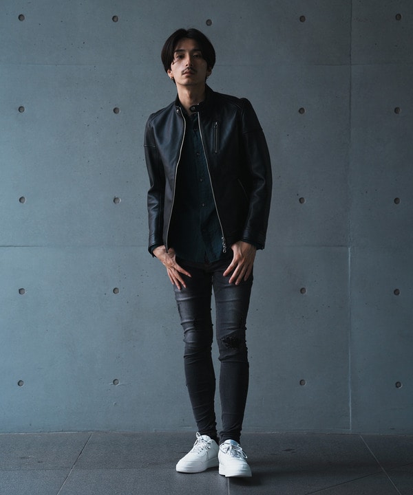SHEEP LEATHER/シープレザー シングルライダースジャケット｜メンズ