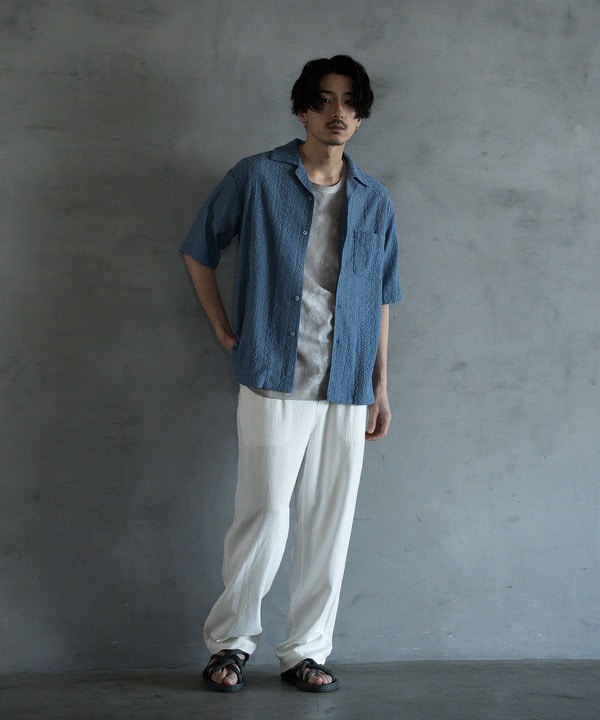 エンブロイダリーシレーオープンカラーシャツ｜メンズファッション通販