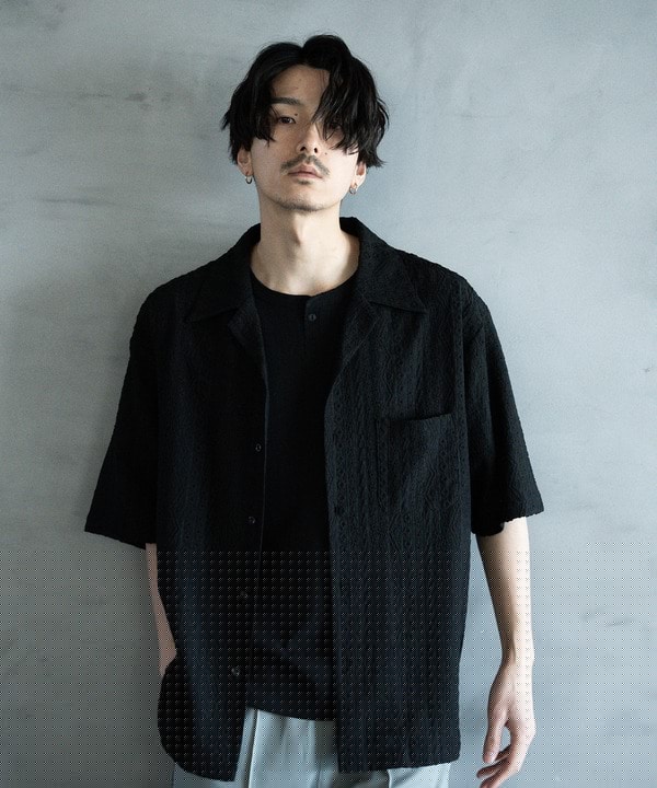 エンブロイダリーシレーオープンカラーシャツ｜メンズファッション通販