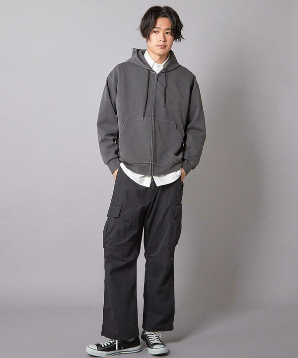 フェードポンチジップ ショート丈 ジップパーカー｜メンズファッション