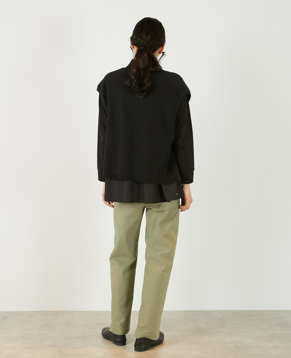 麻タッチ片畦ハイネックジップアップベスト】｜MELROSE CLAIRE