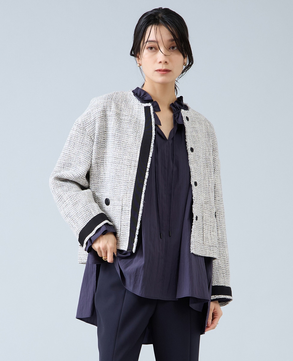 ノーカラーツイードジャケット｜Liesse（リエス）｜商品詳細