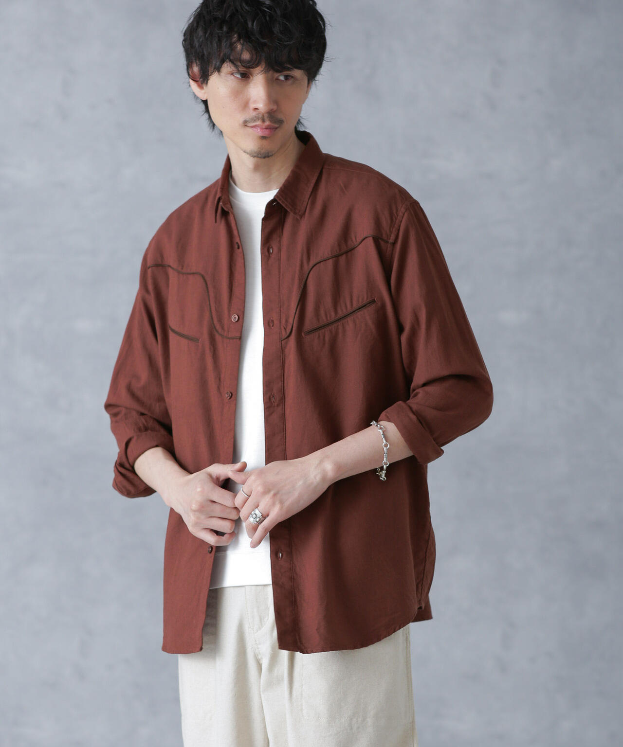 コットン レーヨン ウエスタン シャツ