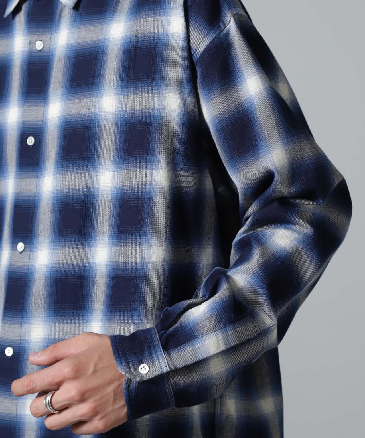 ツイル ソフト オンブレ チェック シャツ