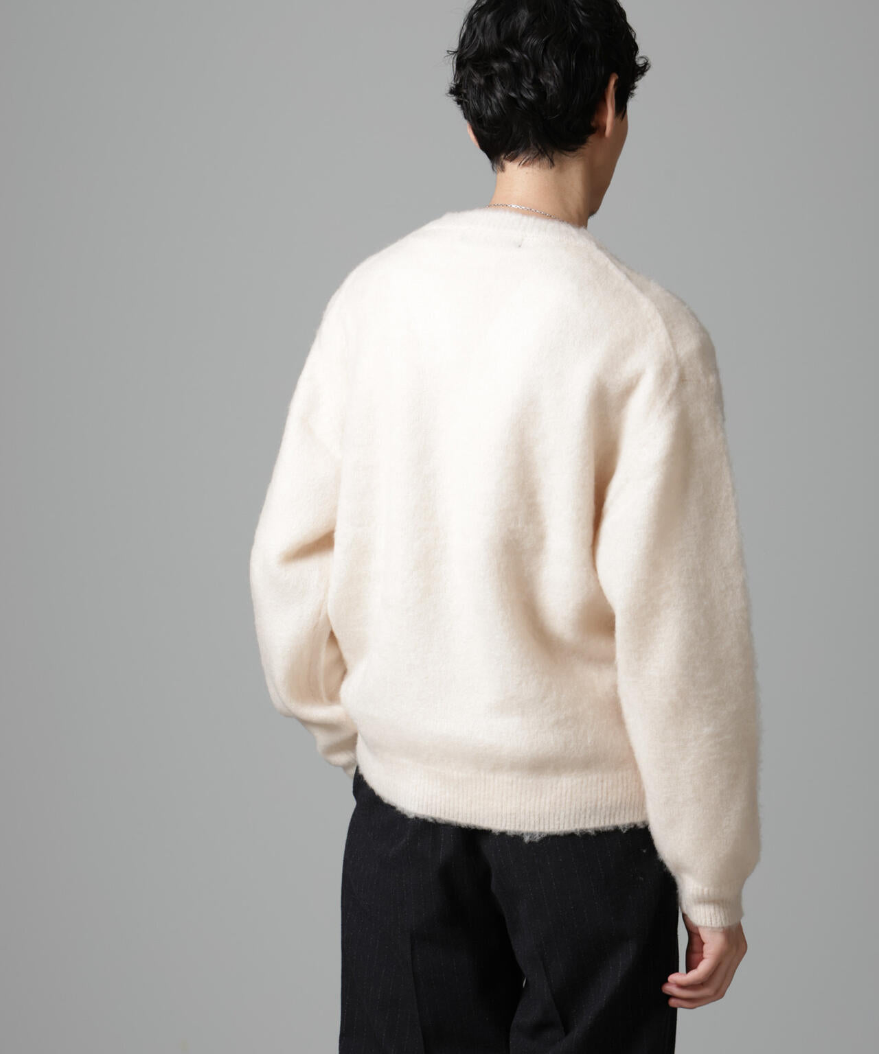 モヘヤ ブレンド 起毛 Vネック ニット