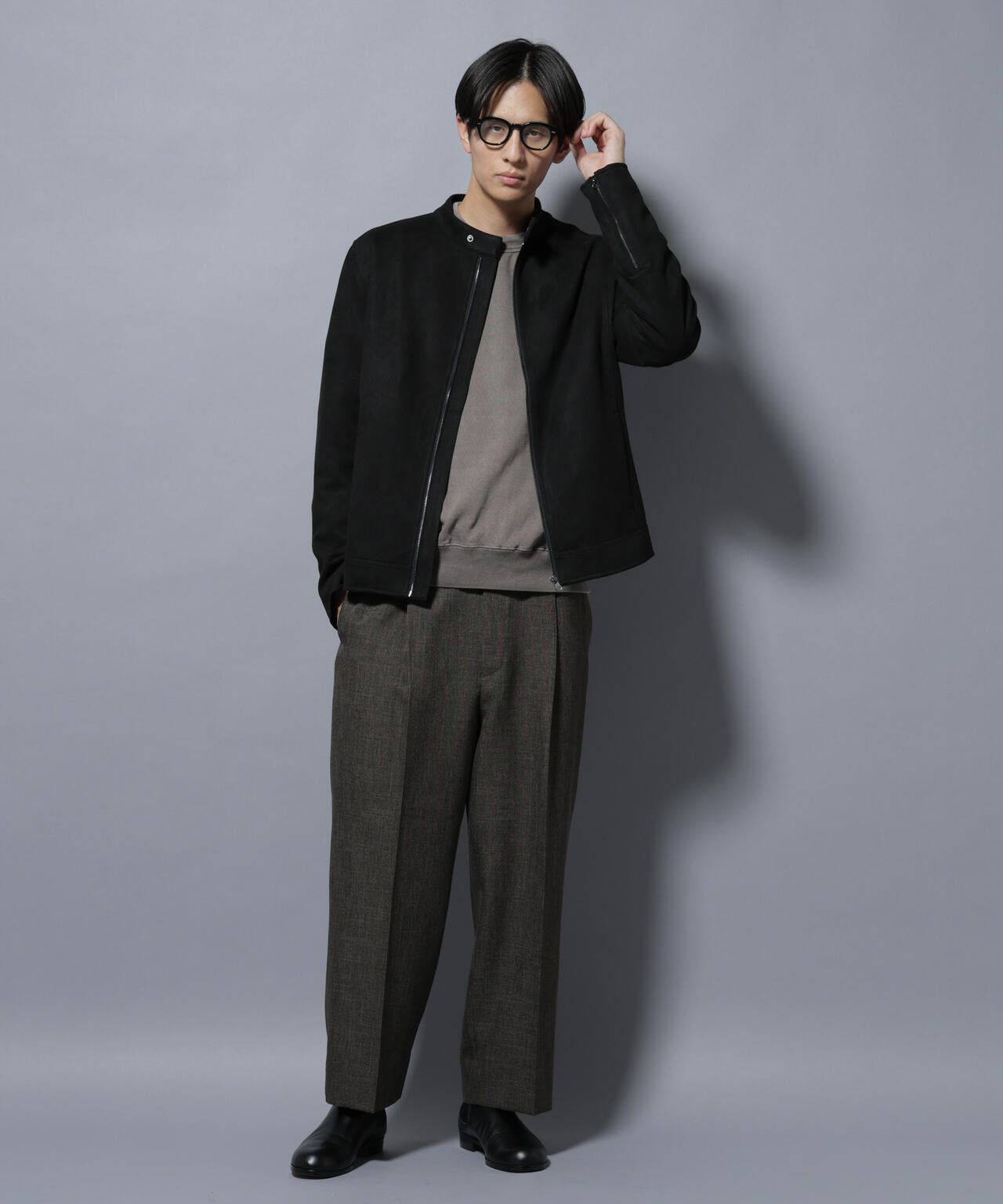 フェイクスエードシングルライダース