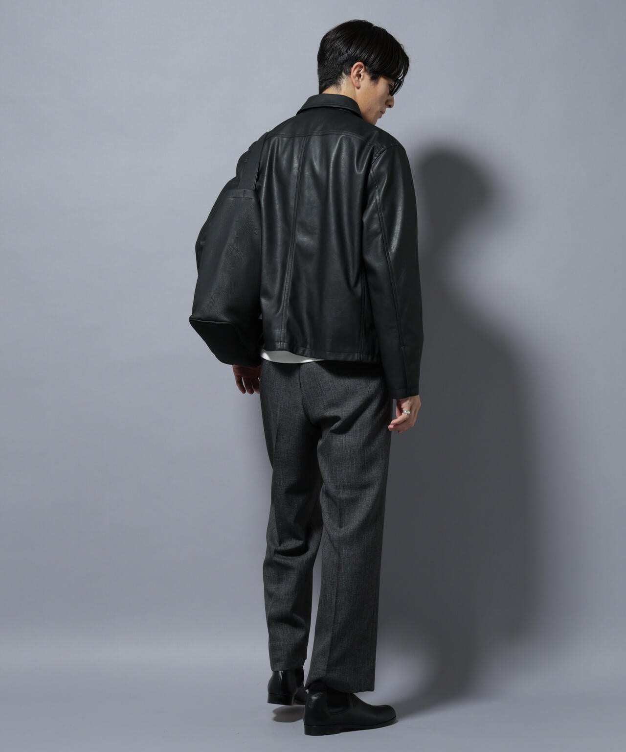 ヴィンテージライクフェイクレザー スポーツジャケット