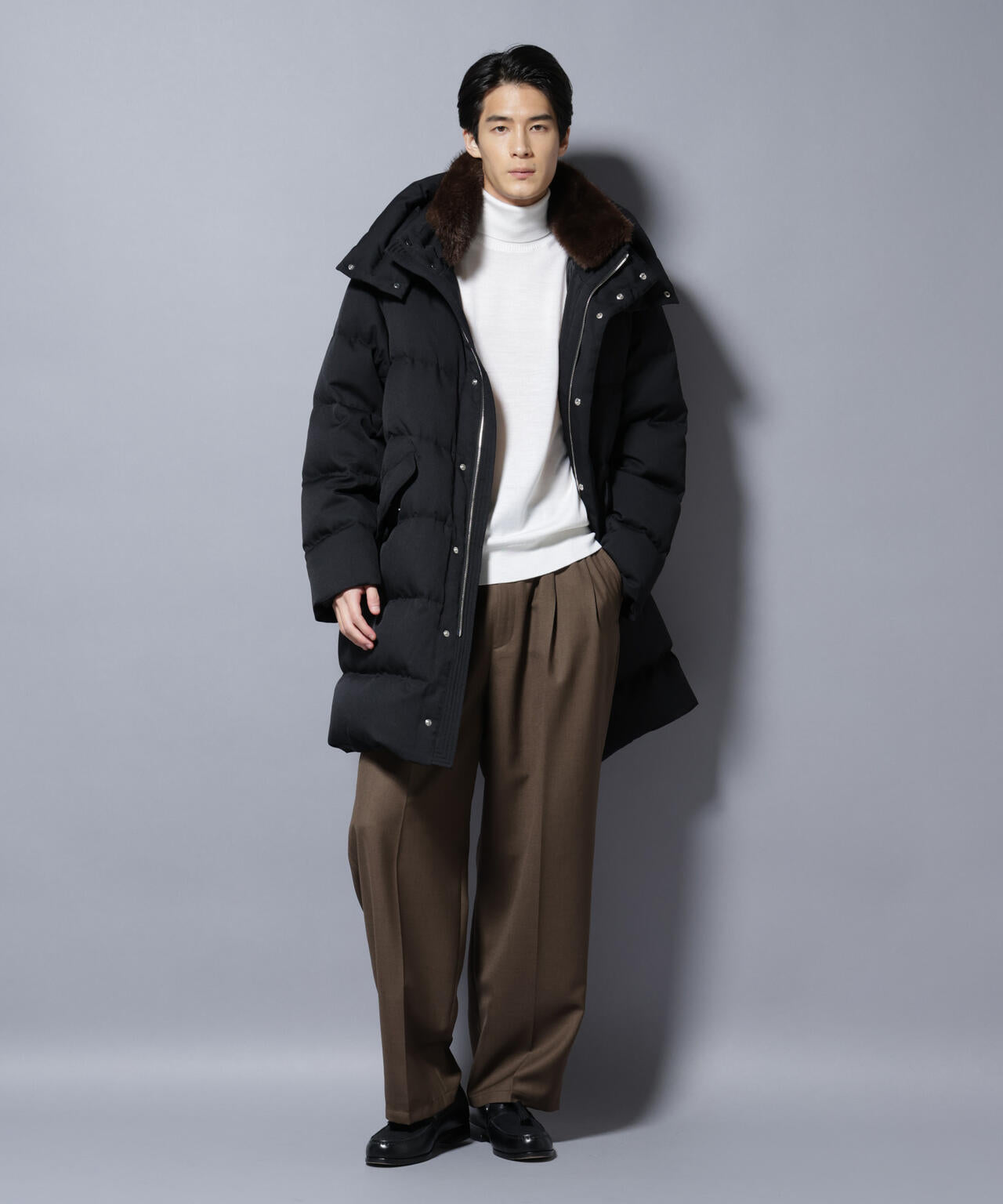 西川ダウン(R)」フェイクファーカラーサージロングダウン