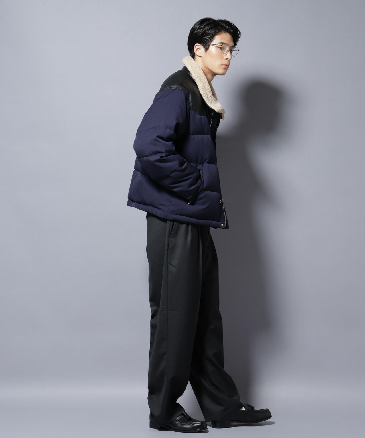 西川ダウン(R)」ボアカラーサージショートダウン