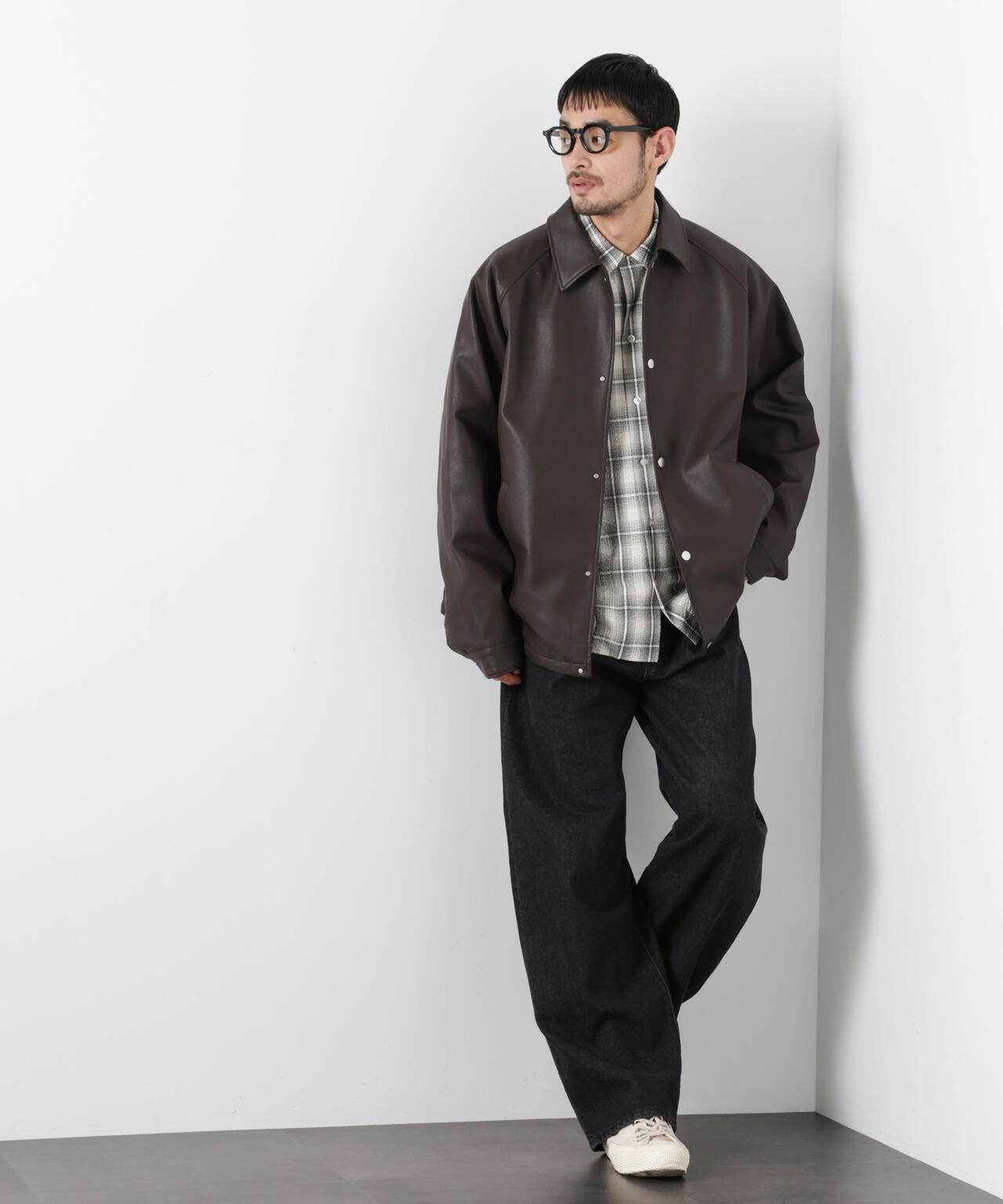 フェイクレザーリラックスコーチジャケット