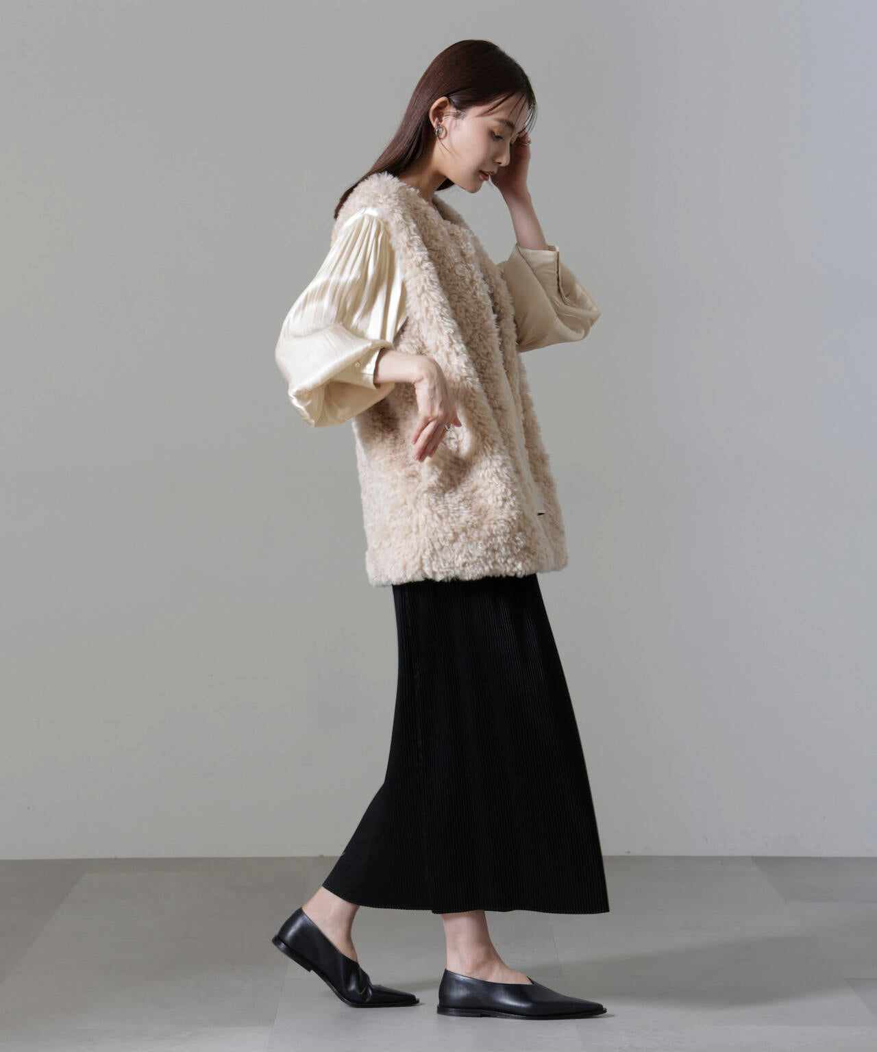 ブライト シアー ギャザー ブラウス