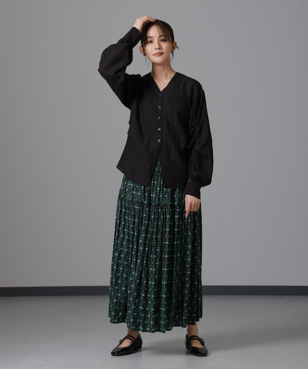 サークル フワラー プリント スカート