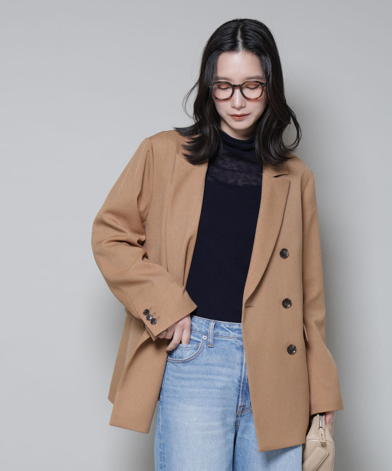 ストレッチ サージ ダブル ジャケット ( セットアップ 可 )