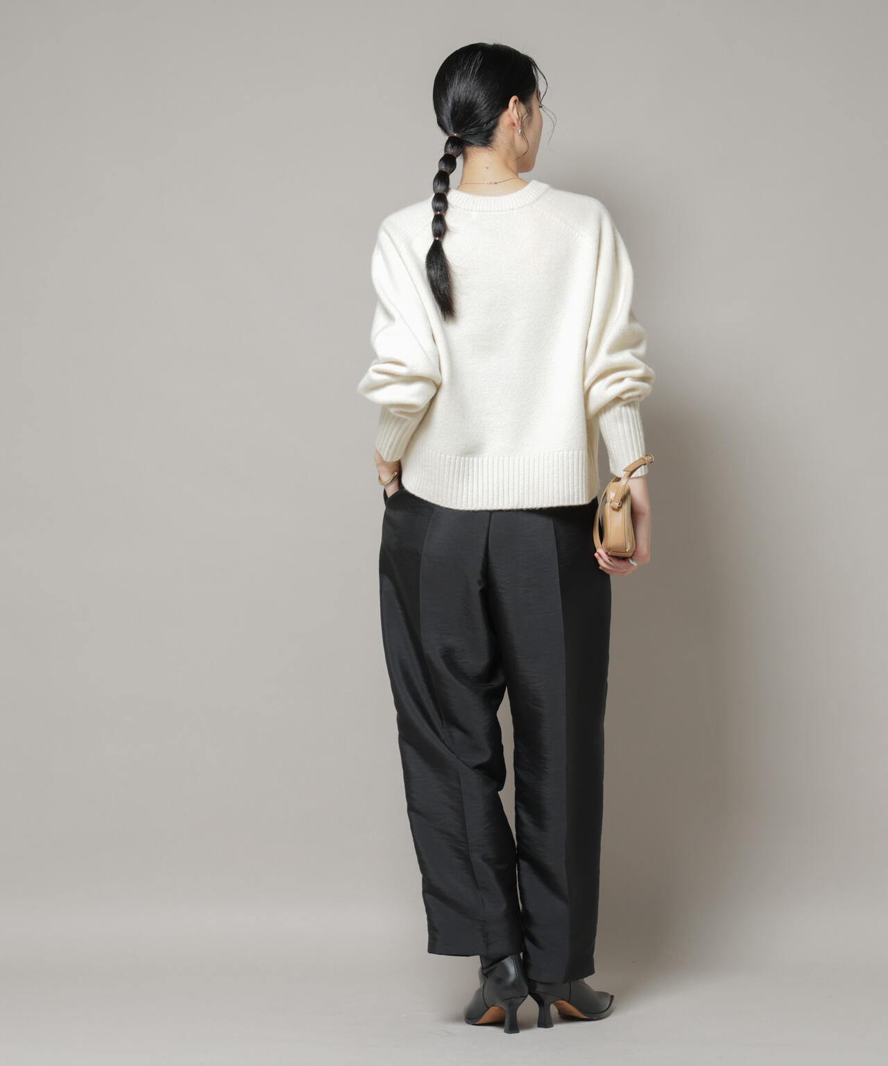 AQUA ウール カシミヤ クルーネック ニット プルオーバー