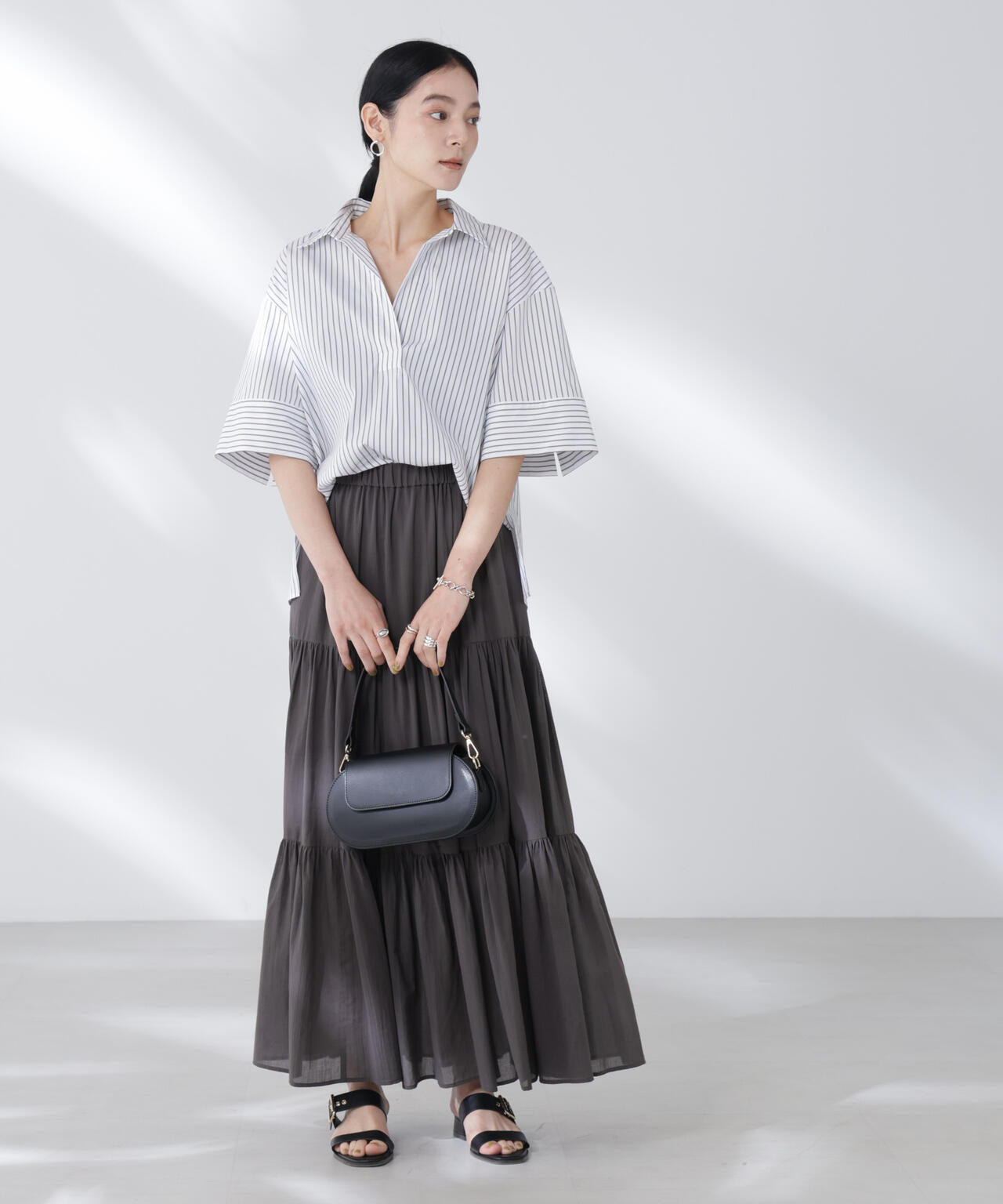 コットン シフォンティアード スカート