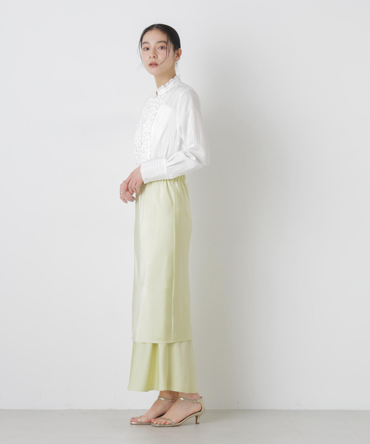 ストライプ フリル ブラウス