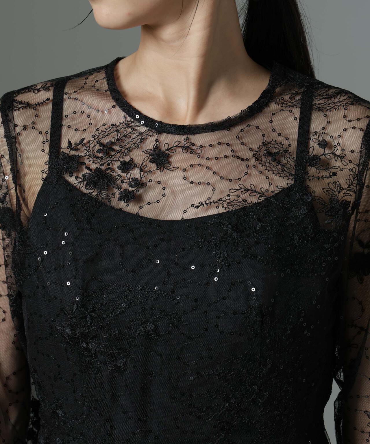 kaene / スパンコール エンブロイダリー ドレス