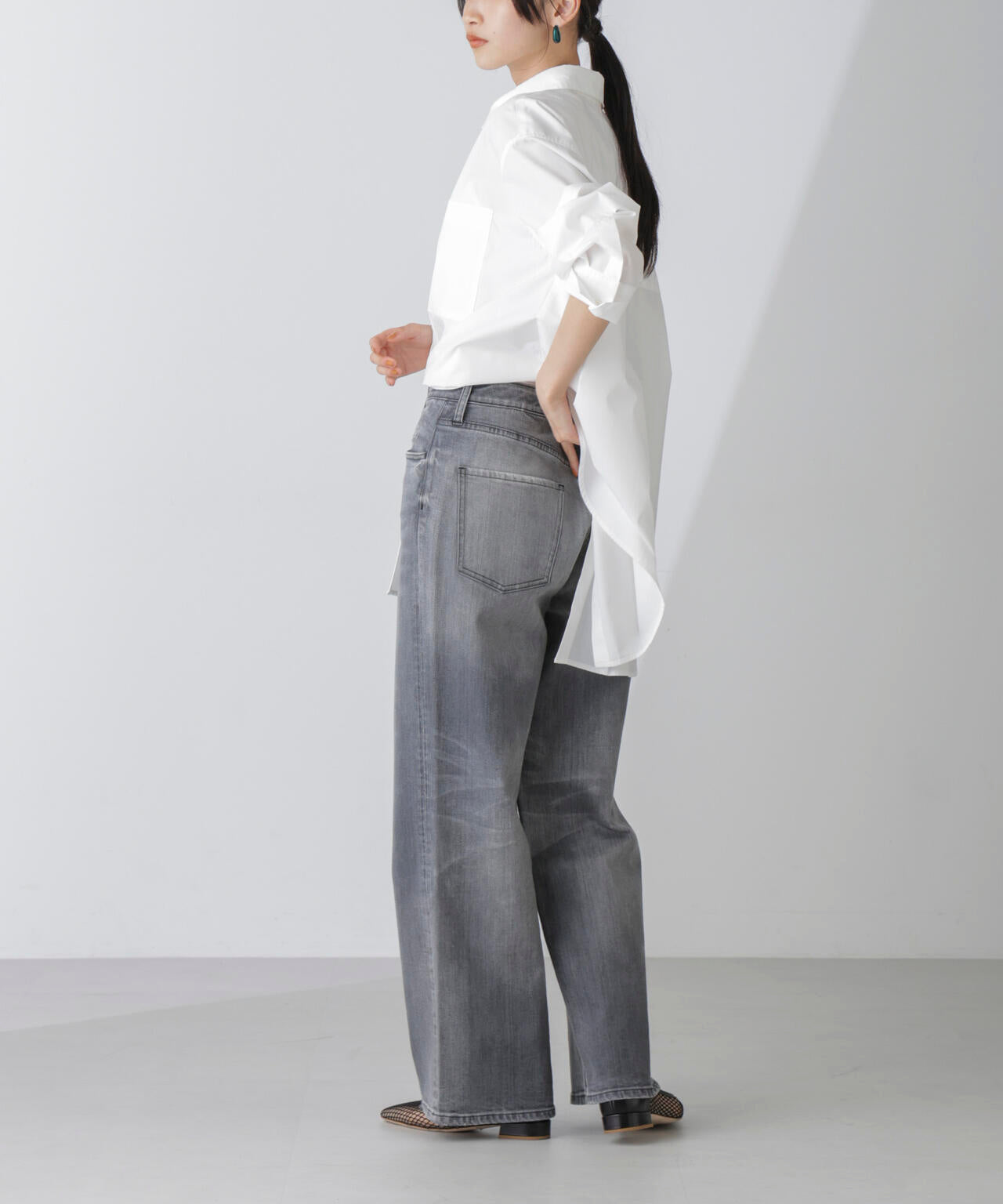 Healthy DENIM / 別注 Pink Pepper ワイド ストレート デニム グレー