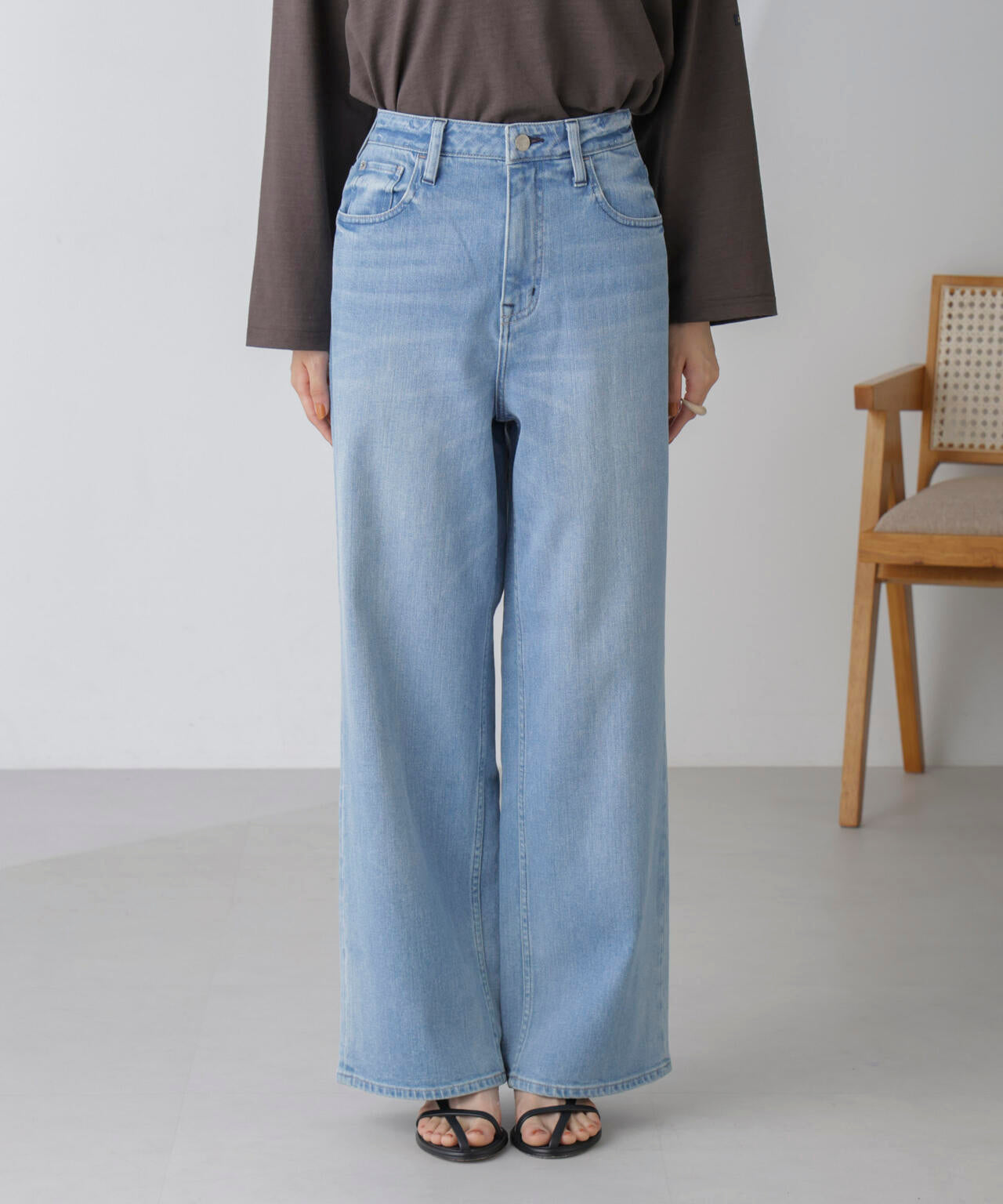 Healthy DENIM / 別注 Pink Pepper ワイド ストレート デニム L.ブルー