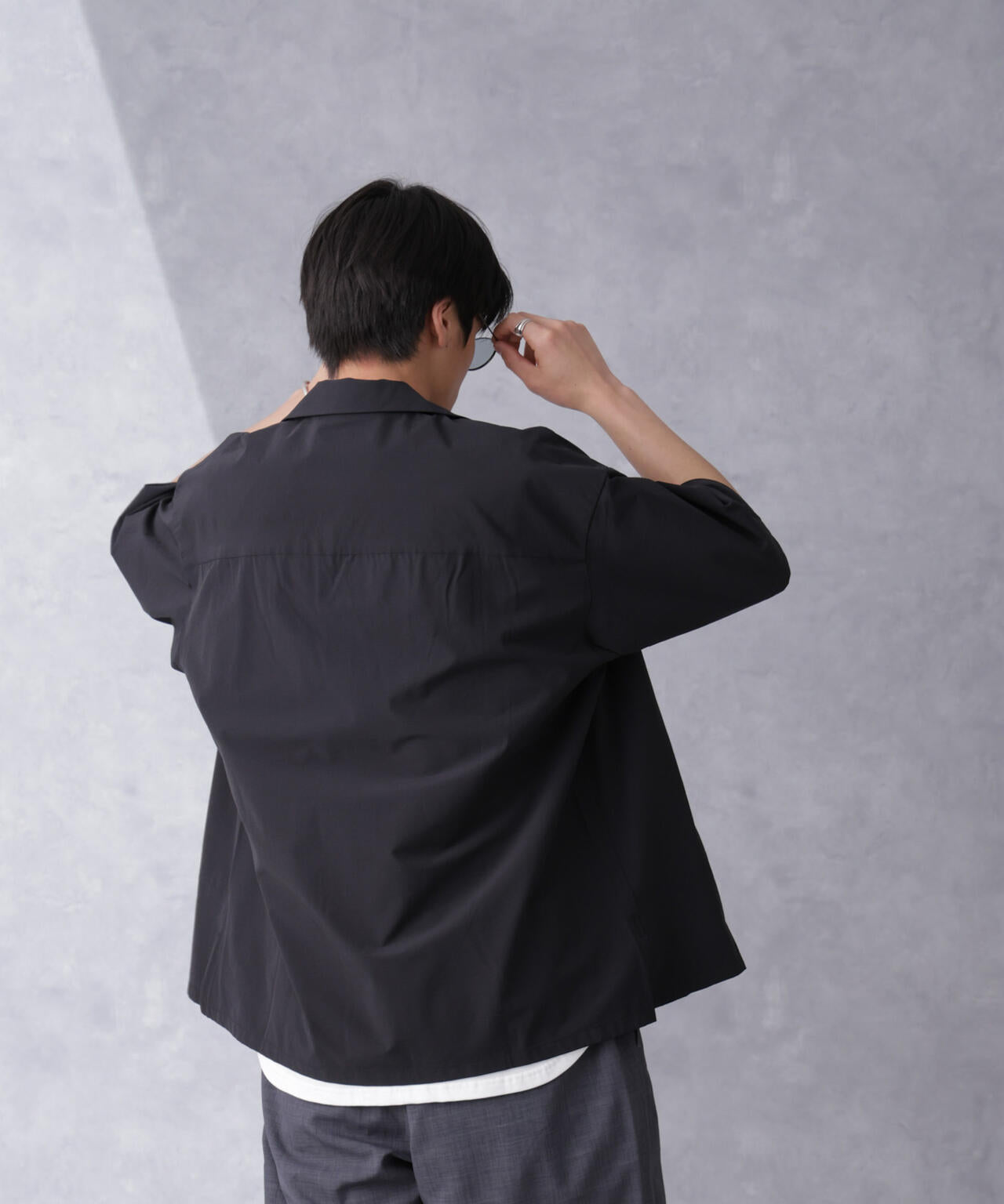 ストレッチ ワイド オープンカラー シャツ 半袖(セットアップ可)