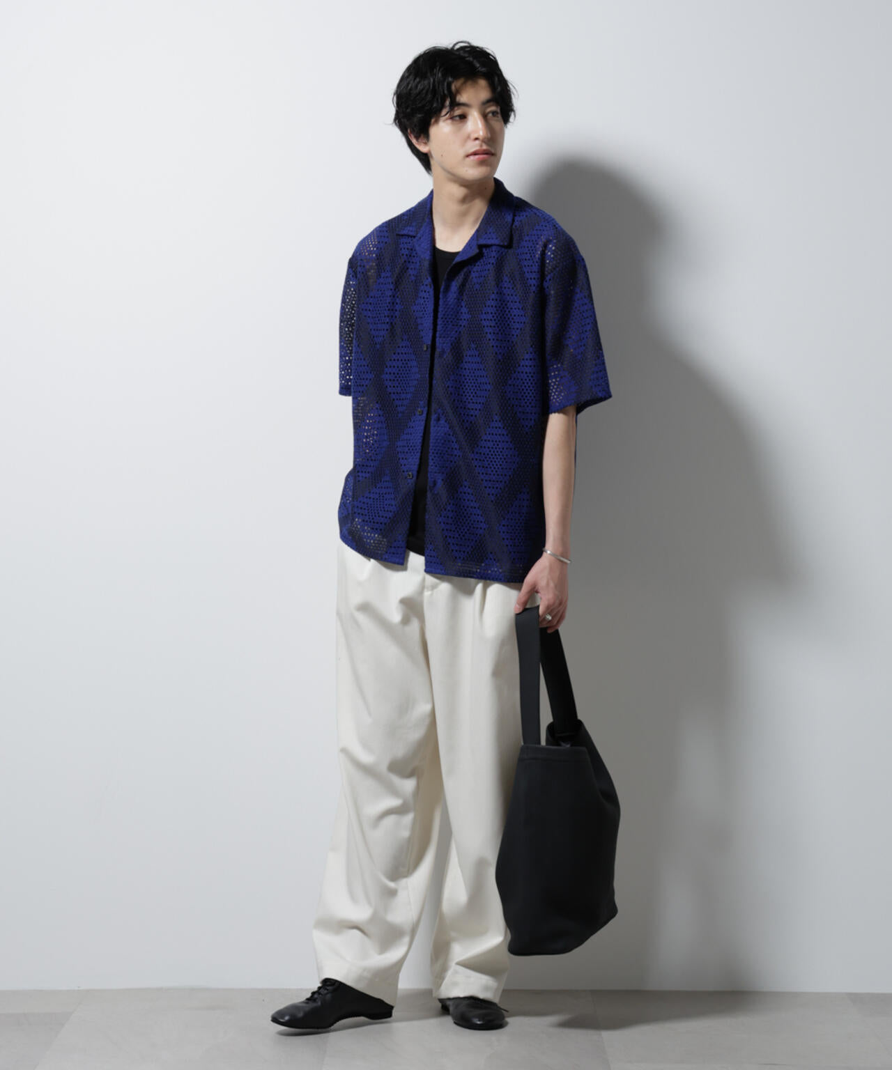 ダイヤレース オープンカラー シャツ