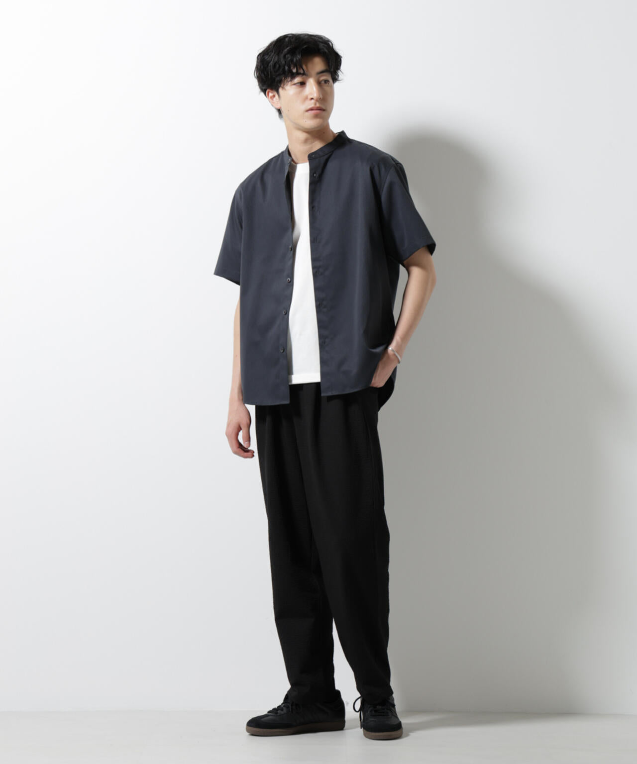 スタンダード バンドカラー シャツ / 半袖
