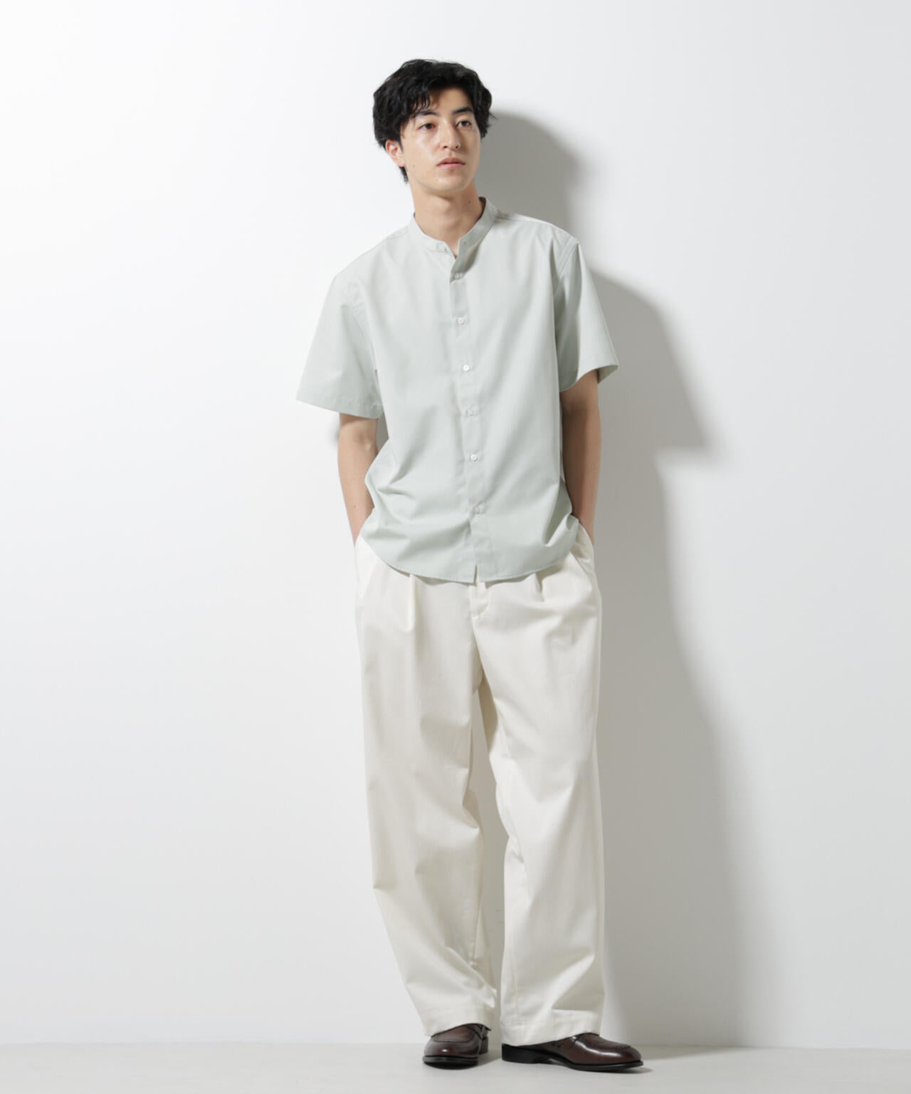 スタンダード バンドカラー シャツ / 半袖