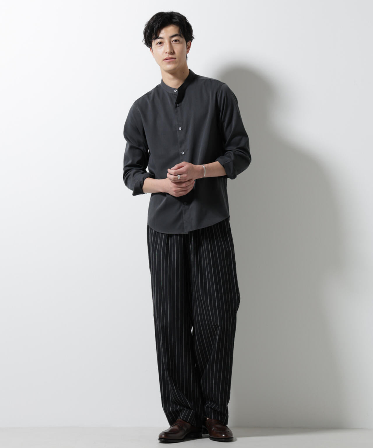 スタンダードバンドカラーシャツ/長袖