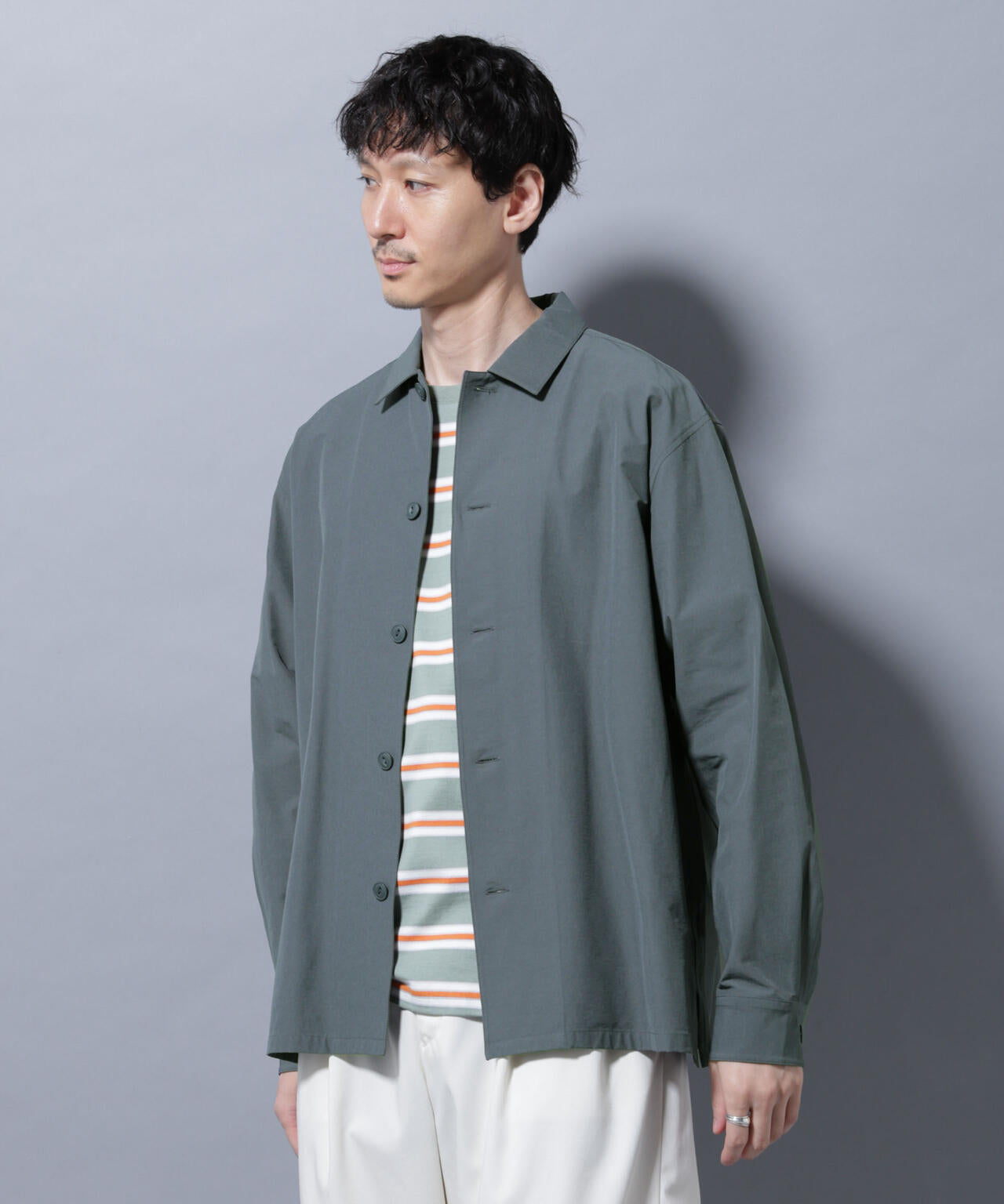 ストレッチ ワイド シャツブルゾン (セットアップ可)