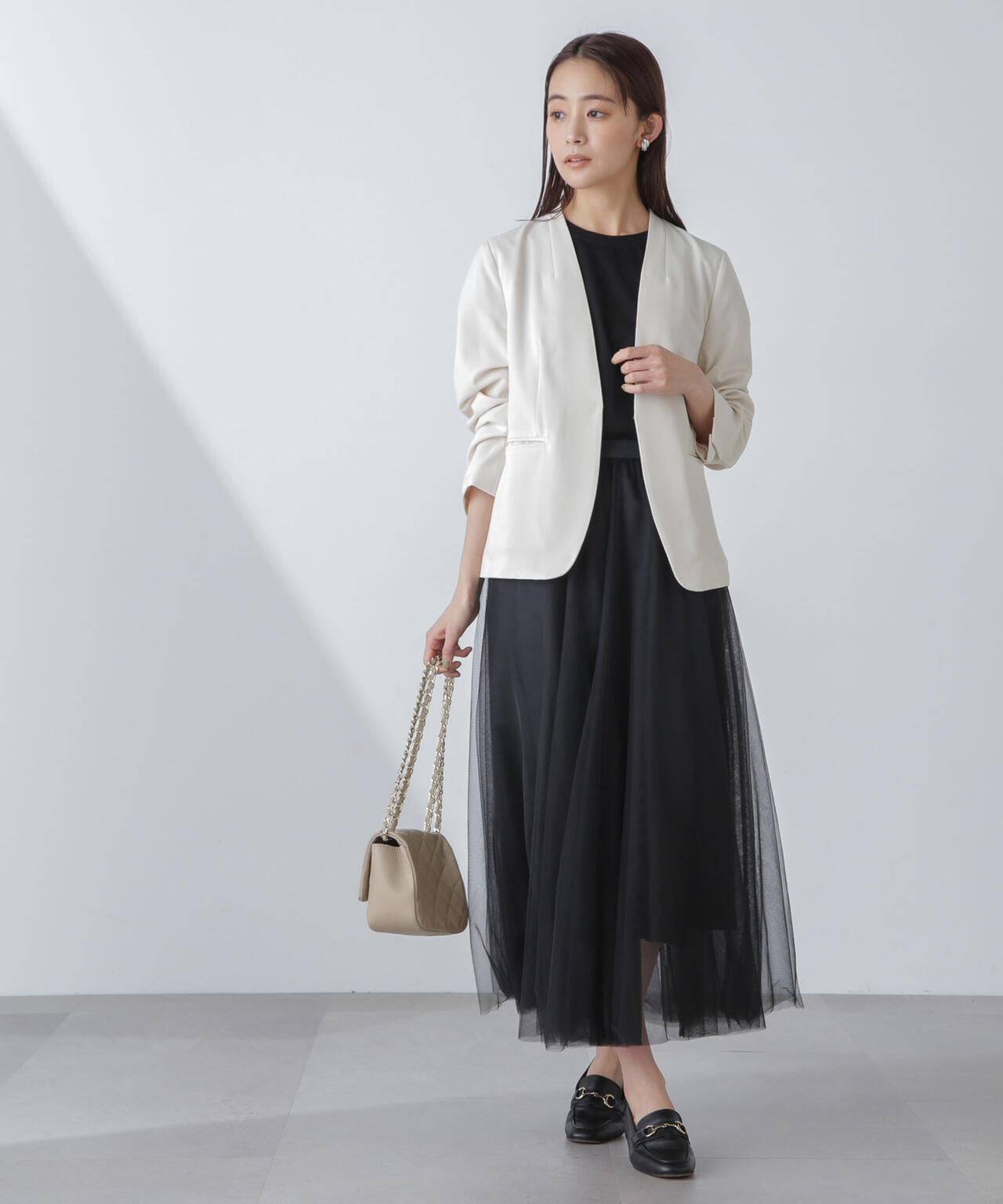 多機能 素材 ノーラペル ジャケット ( セットアップ 可 )