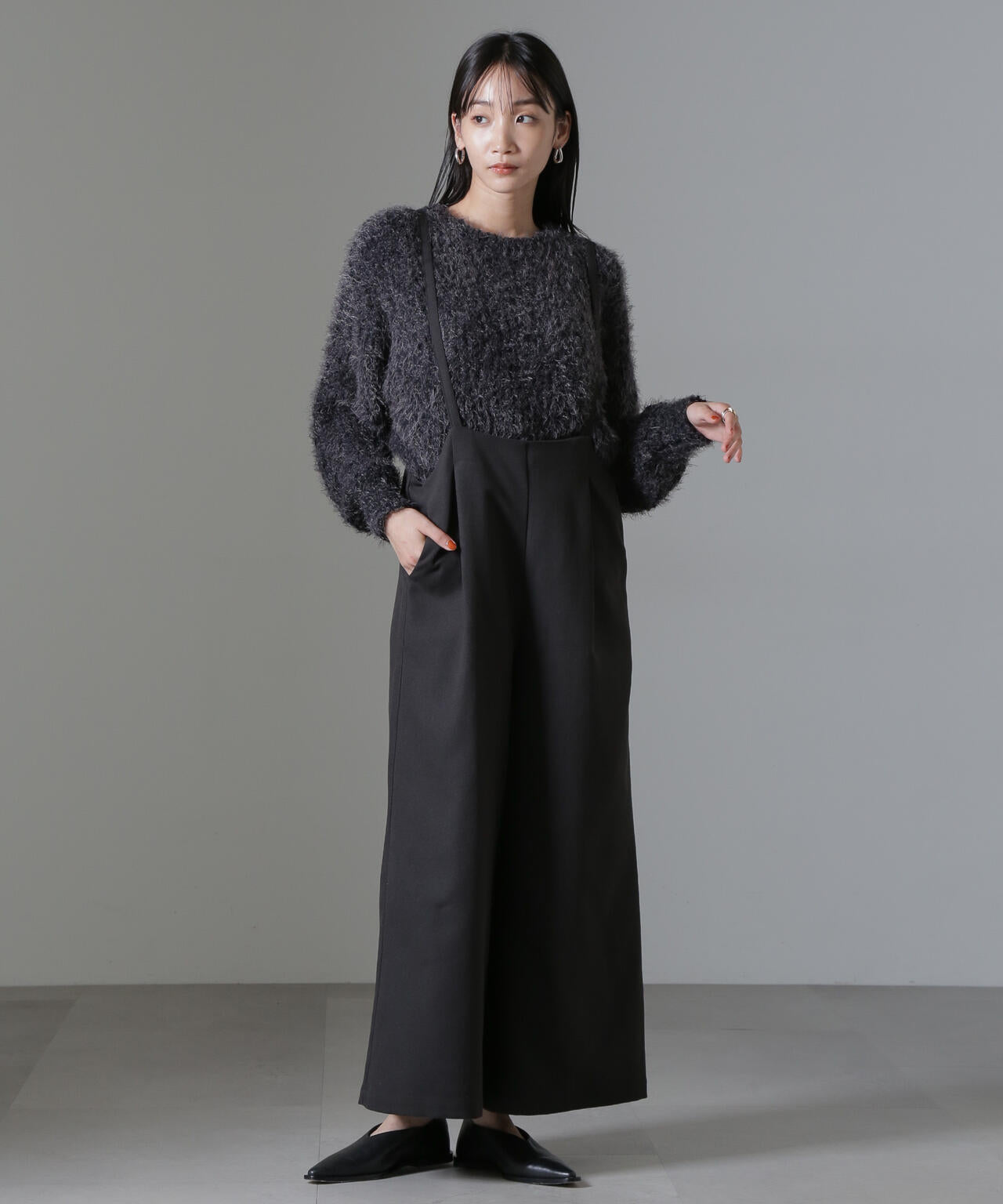 モールフェザー クロップド ニット トップス