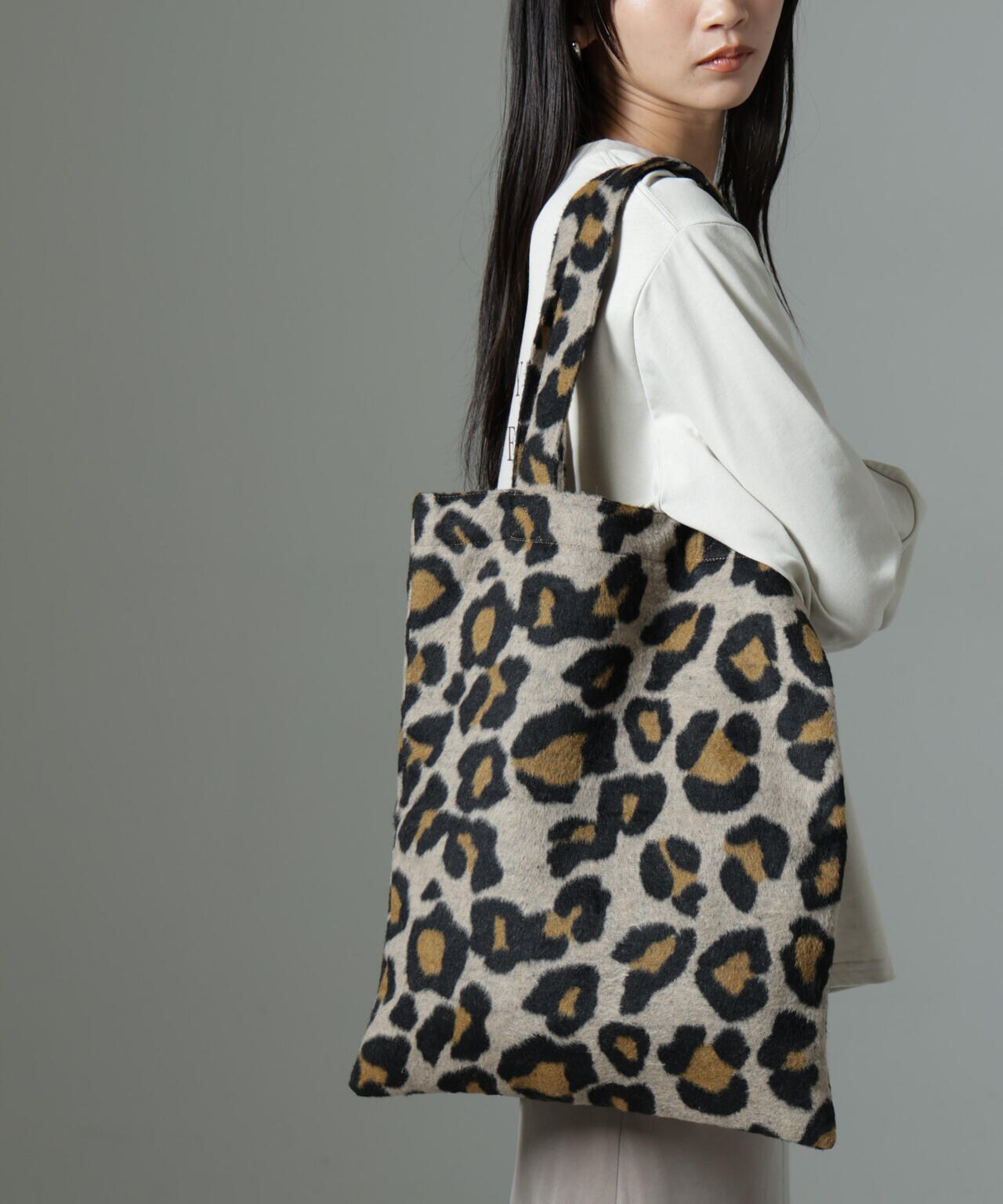 シャギー レオパード トートバッグ