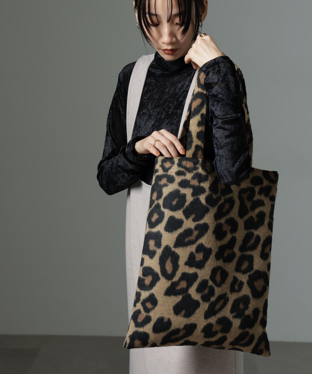 シャギー レオパード トートバッグ