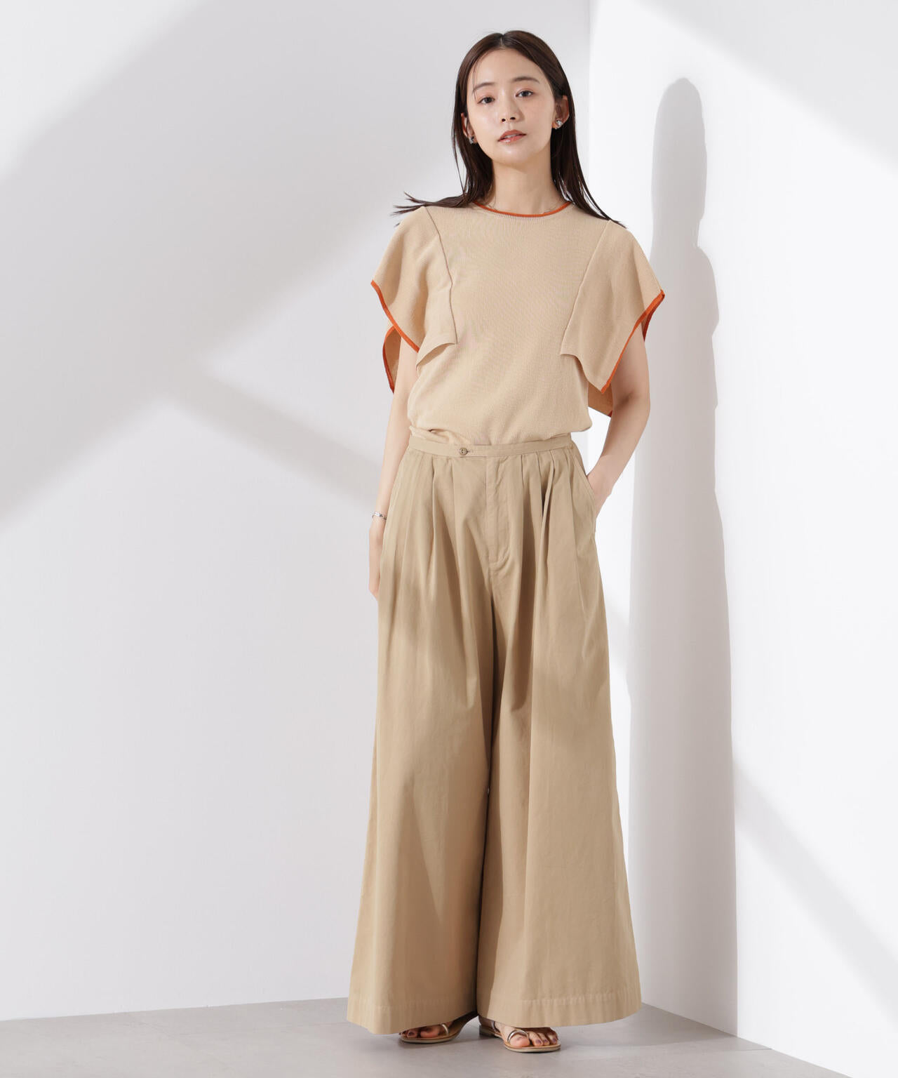 スクエアスリーブ バイカラー ニット