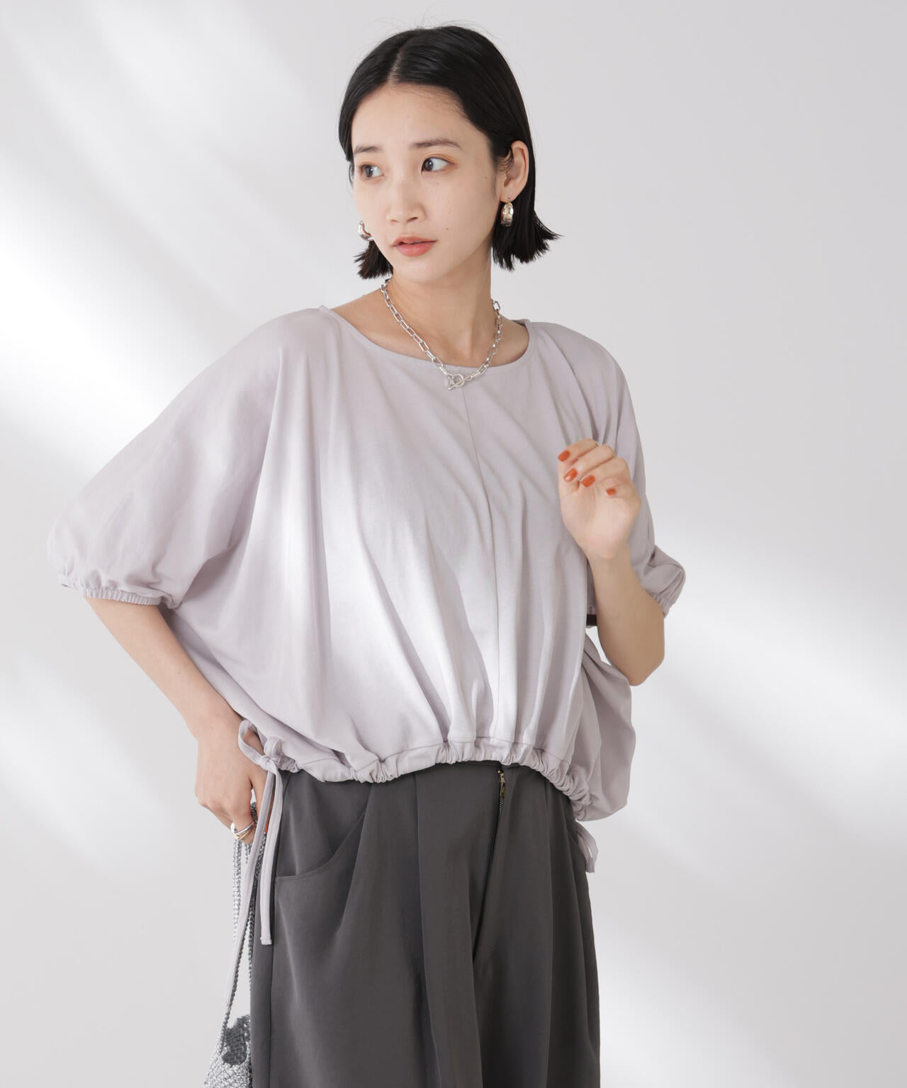 吸水速乾 抗菌 防臭 クロップド ドロスト トップス