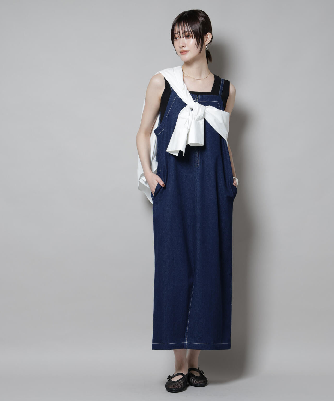 前後2way デニム キャミソール ワンピース