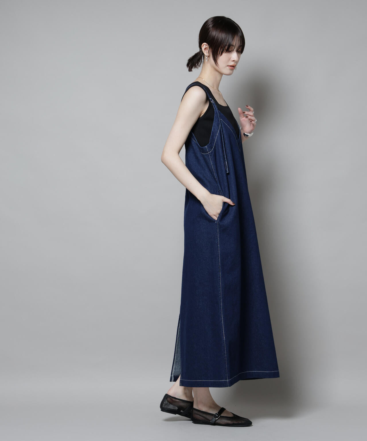 前後2way デニム キャミソール ワンピース