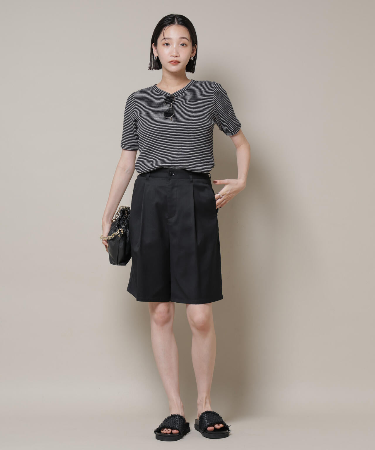 ワンタック ショートパンツ ( セットアップ可 )