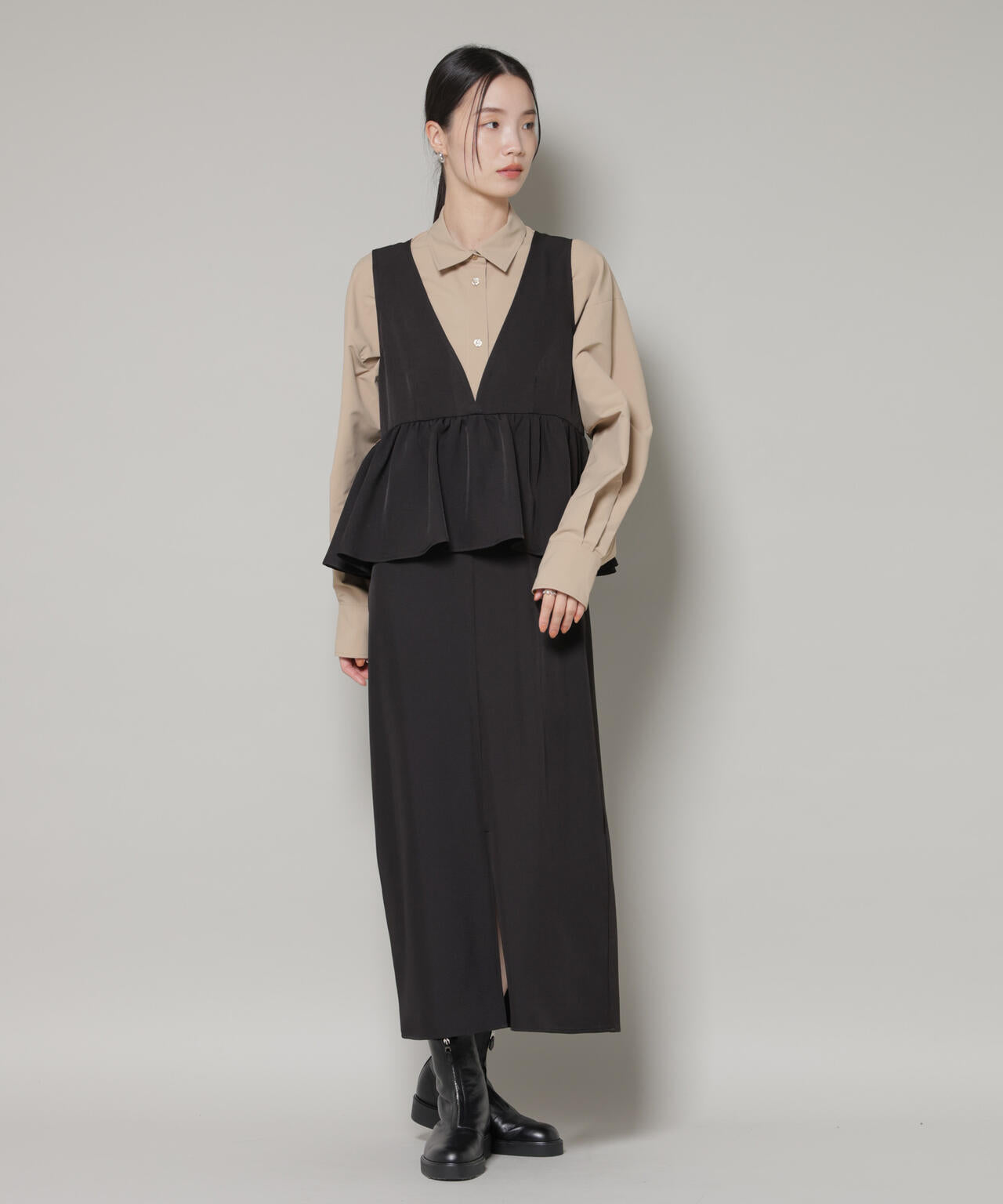 前後2way フレア 切り替え ワンピース