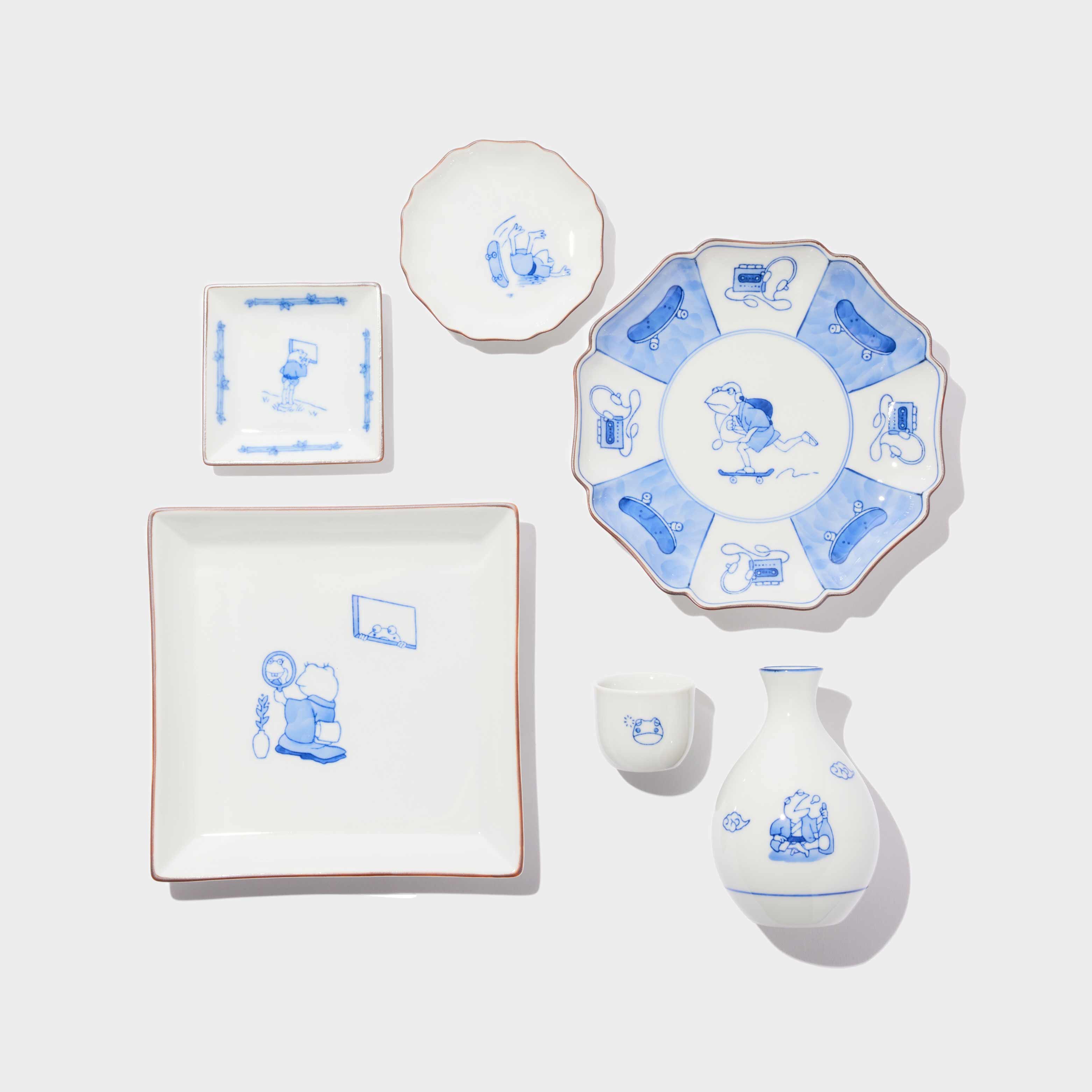 伝統と遊び心 石川県の伝統工芸・九谷焼の7寸角皿 18.3cm - のぞき込む