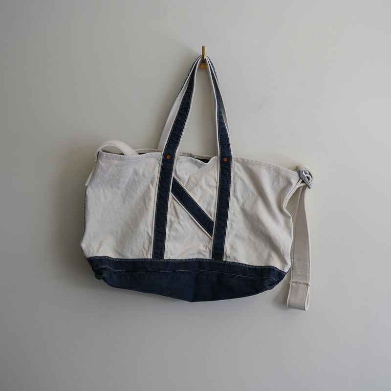 NICENESS AGED EFFECT CANVAS SHOULDER TOTE BAG 