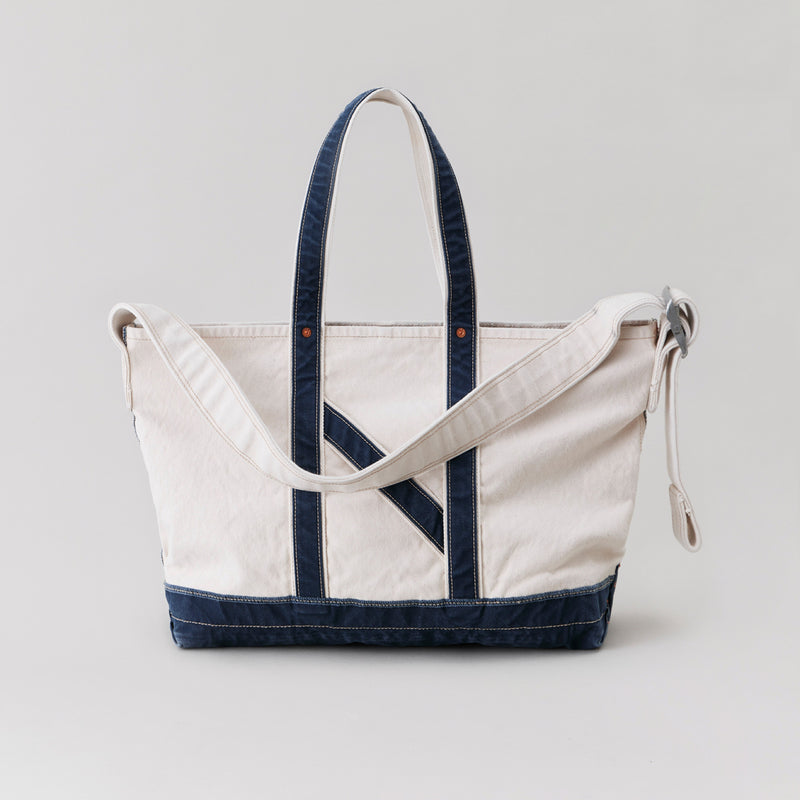 NICENESS AGED EFFECT CANVAS SHOULDER TOTE BAG 