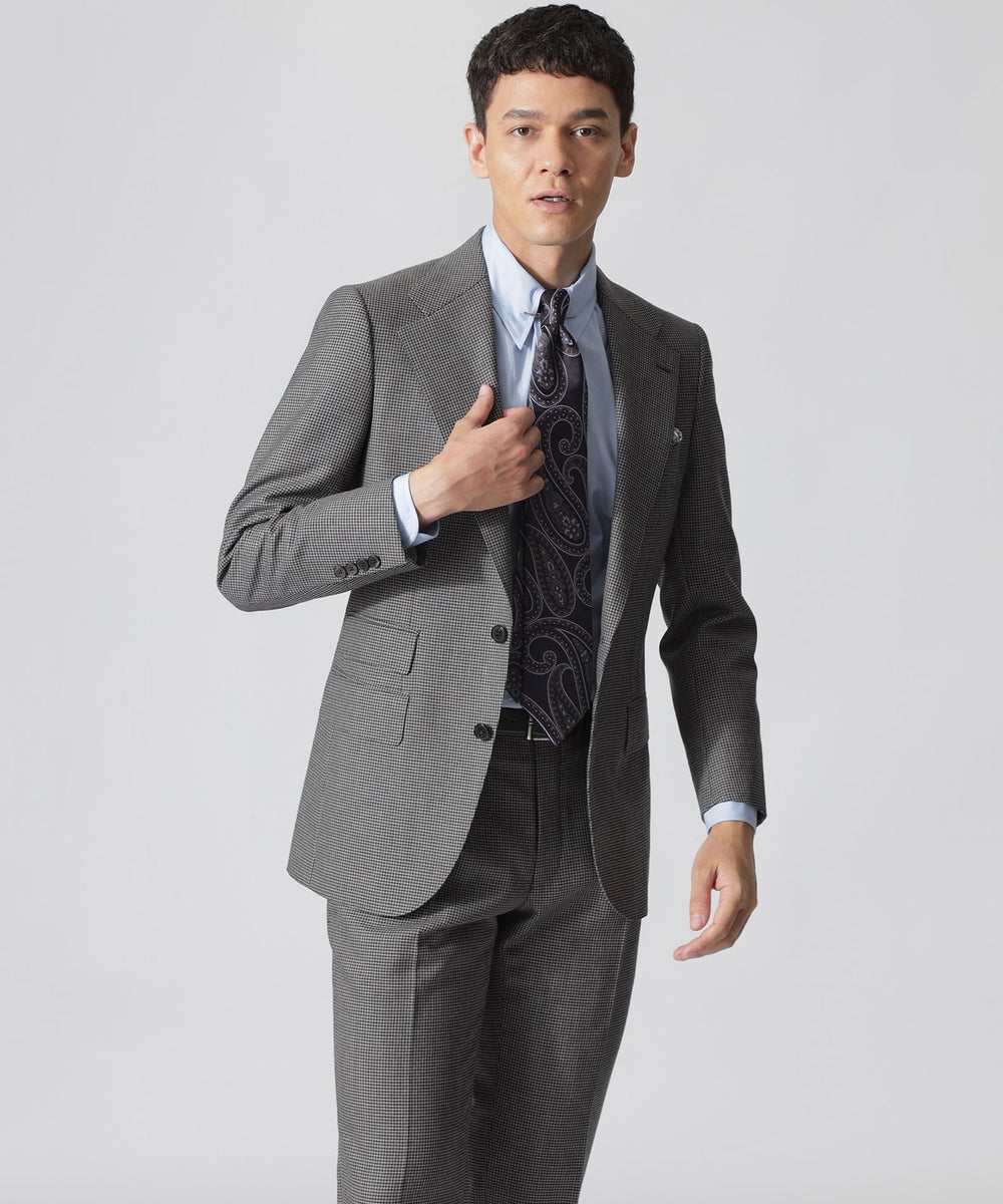 数量限定】「COLLECTION LINE」グレーウールハウンドトゥースチェック