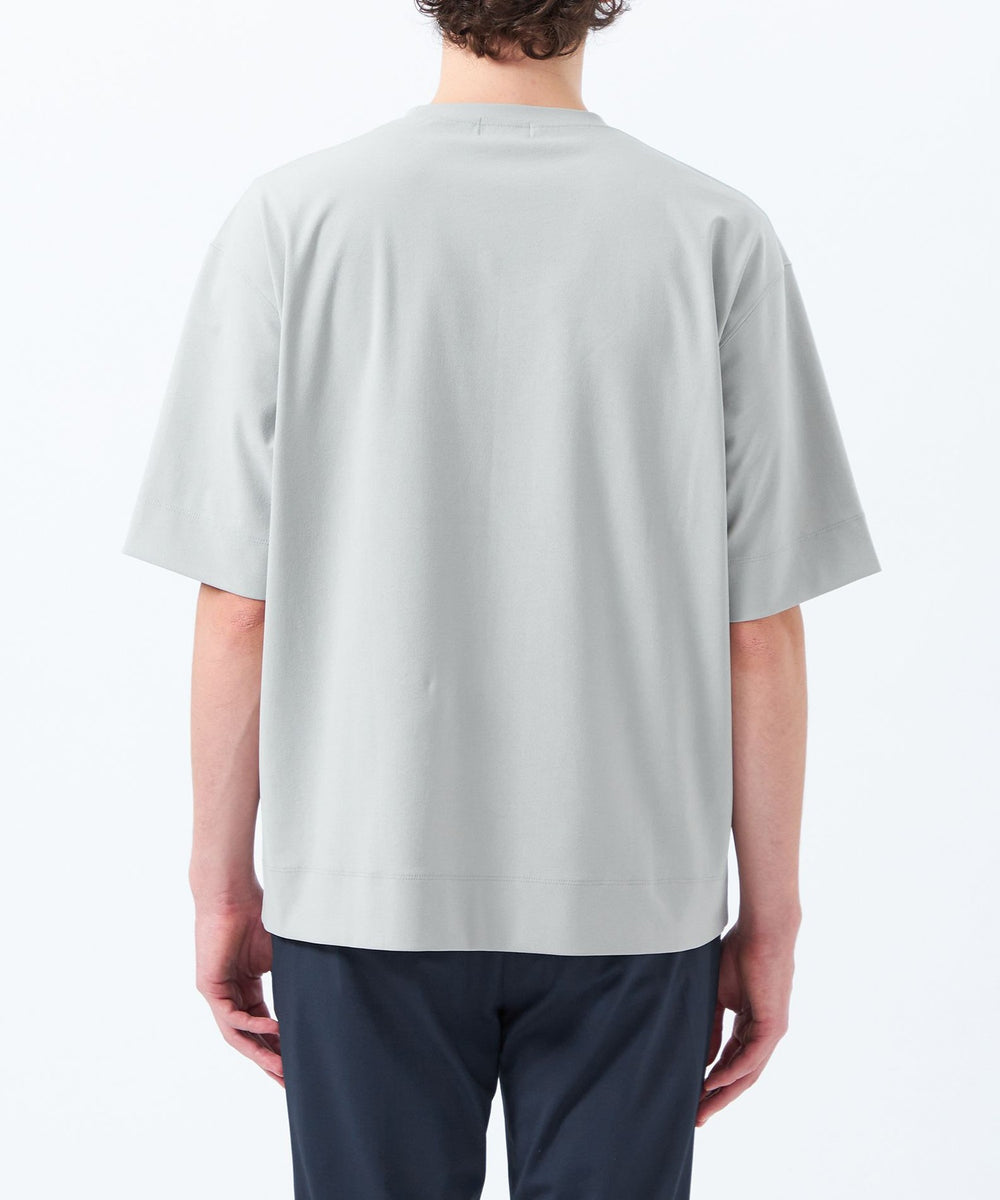 ドライフラットストレッチ クルーネック五分袖ポケT(トップス