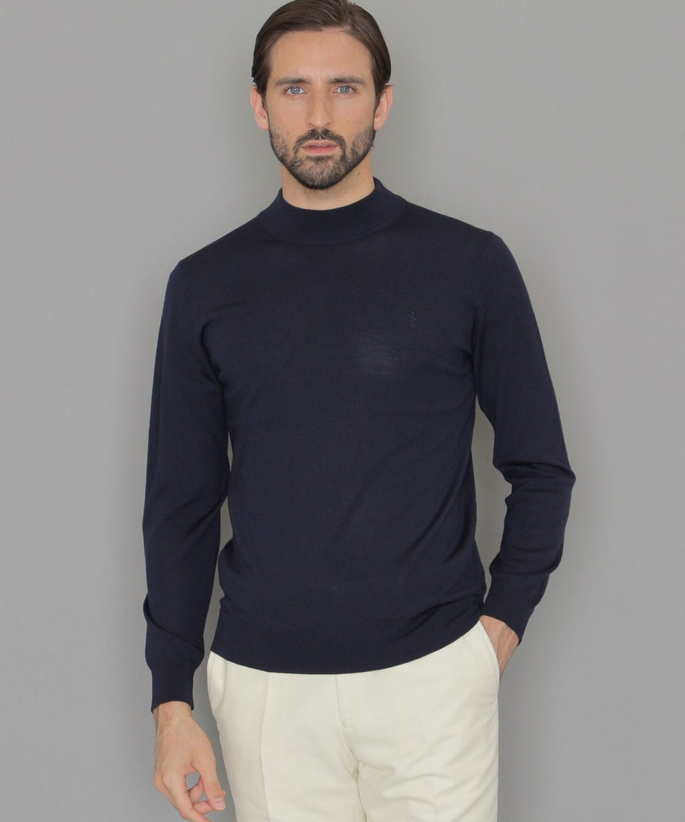 LEON掲載】14ゲージウォッシャブルウールモックネックニット(トップス