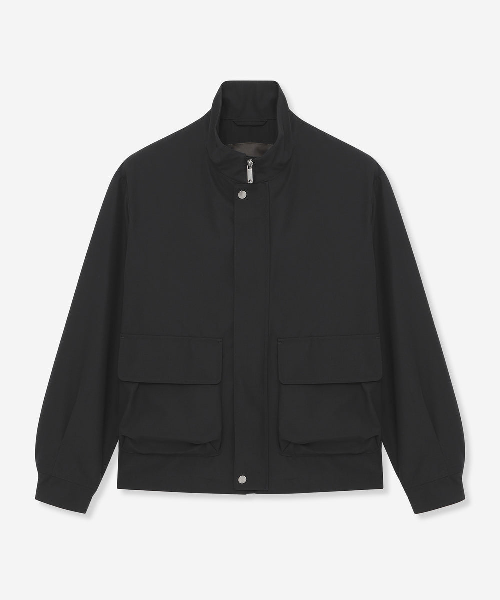 ウールタイプライタースタンドカラーショートブルゾン(ブルゾン