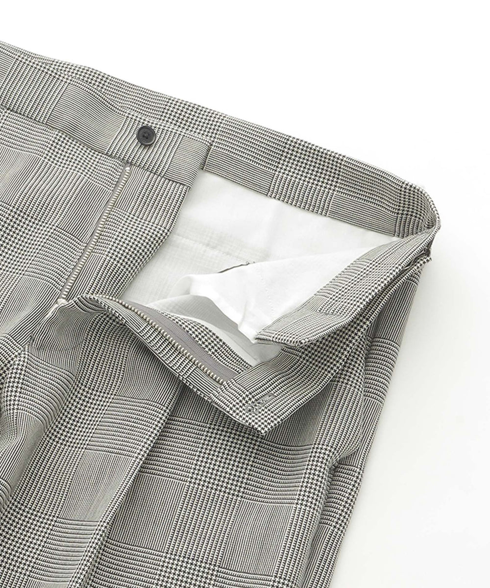 New Adjustable Fit】強撚グレンチェックスラックス(パンツ