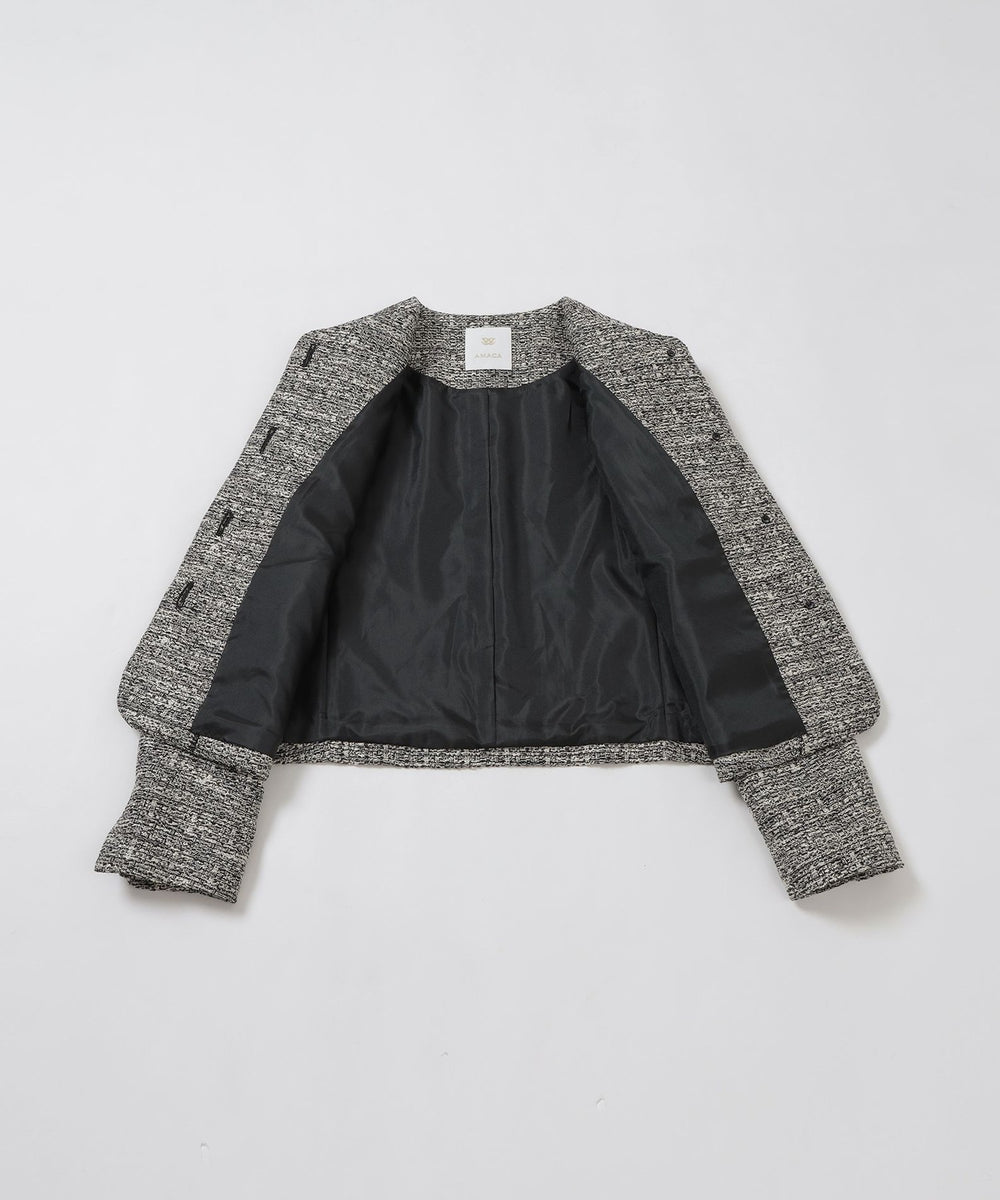 尾州素材】ツイードミックスノーカラージャケット(ジャケット)｜AMACA