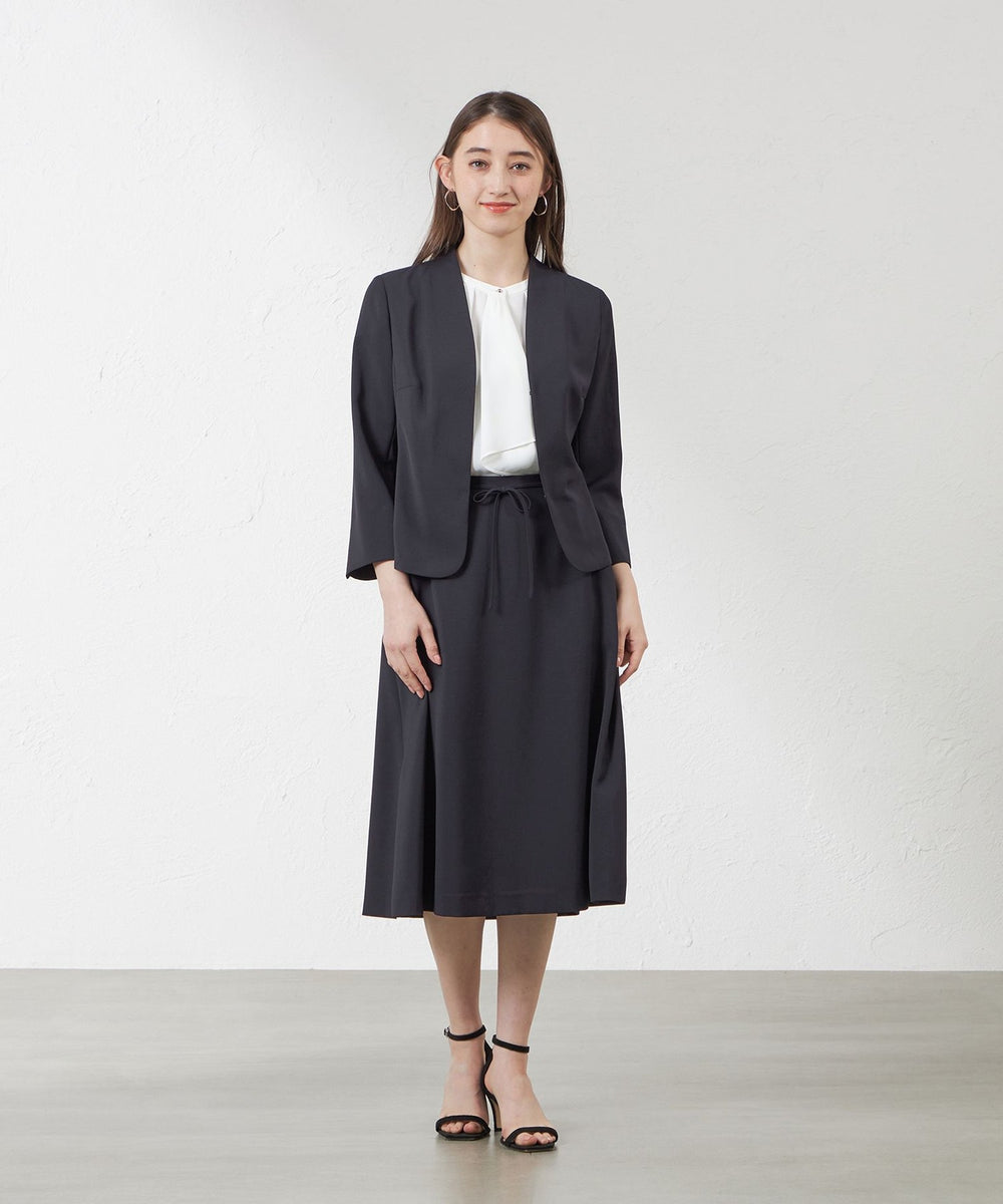 リネンライクポリエステルノーカラージャケット(ジャケット)｜AMACA