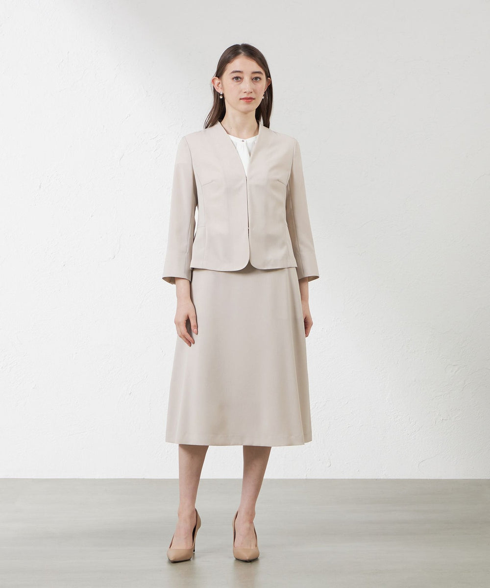 リネンライクポリエステルノーカラージャケット(ジャケット)｜AMACA